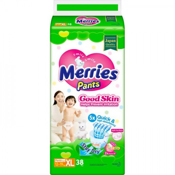 MERRIES Good Skin Подгузники трусики для детей размер XL 12-19 кг, 38 шт.